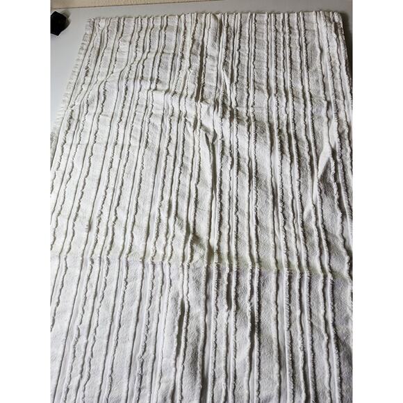 NICOLE MILLER HOME White Frayed Stripe STANDARD Pillow Shams - Set of 2 - Picture 6 of 10